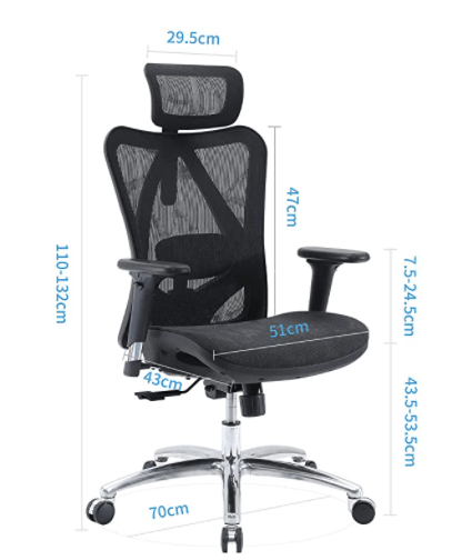 Misure della sedia Sihoo M57 su qualità prezzo
