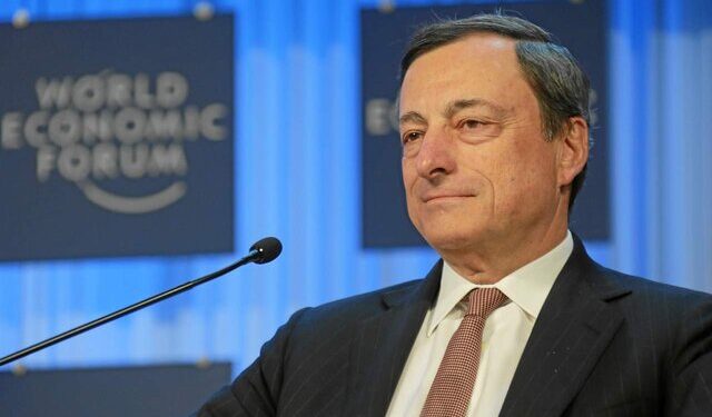 mario draghi in conferenza stampa al world economic forum